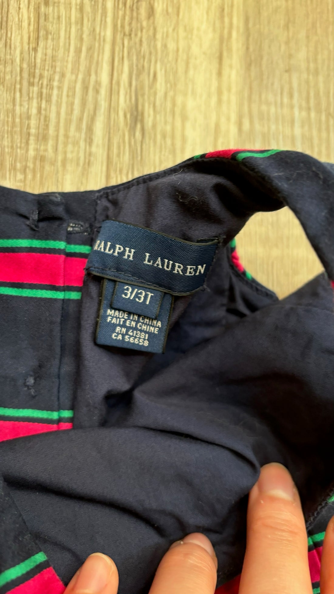 Ralph Lauren Navy Pink Striped Dress