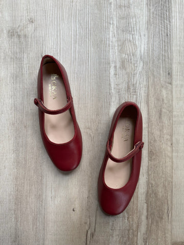 OKAA Burgundy Leather Mary Janes
