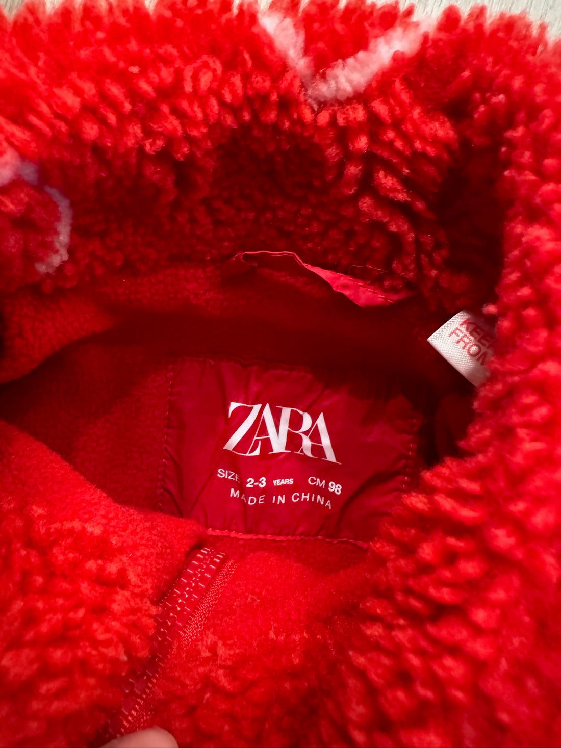 Zara Red Heart Sherpa Jacket