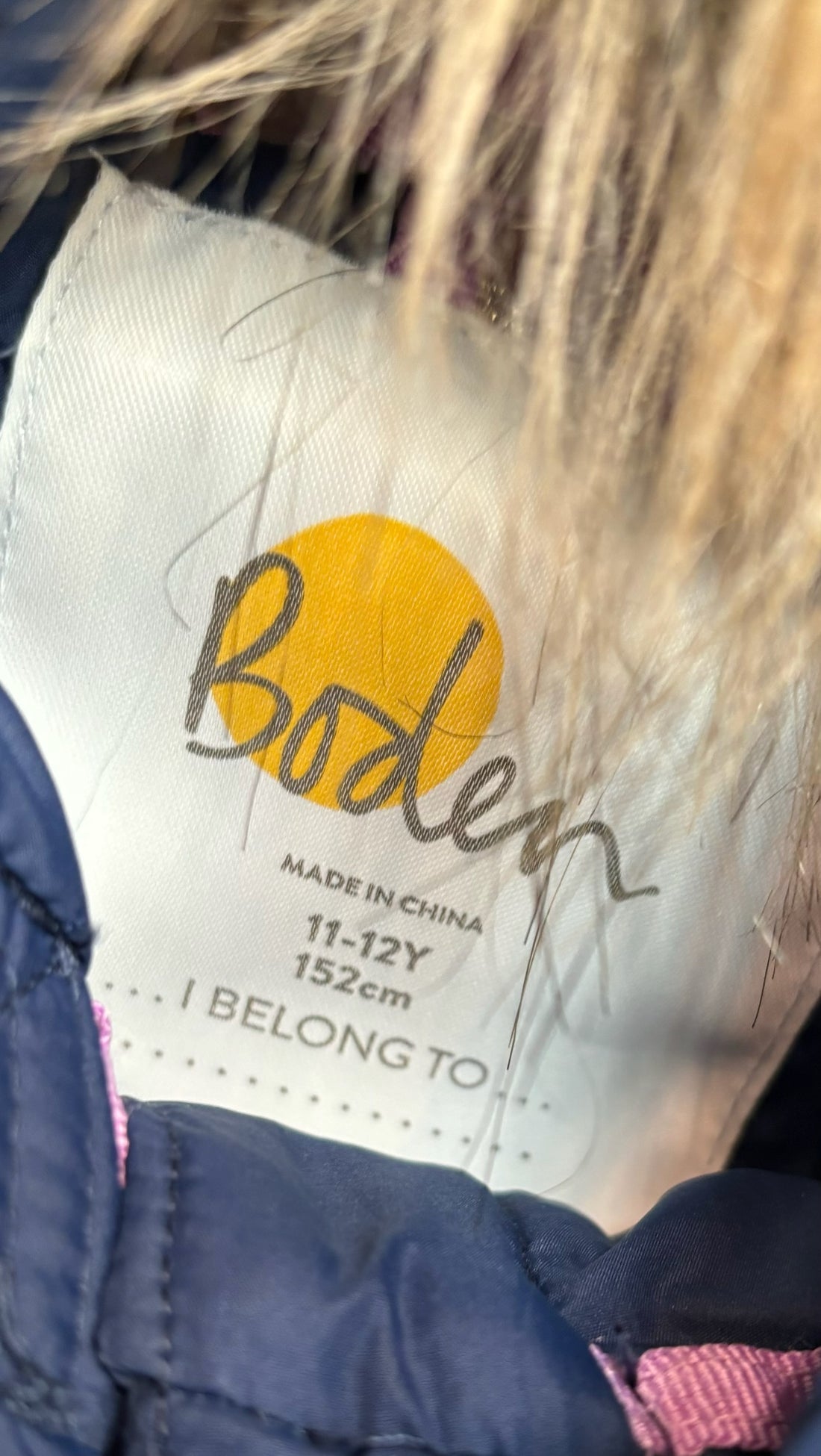 Mini Boden Navy Puffer Coat