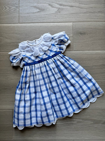 Vintage Sylvia Whyte Blue Plaid Dress