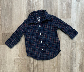 Janie & Jack Navy Plaid Button Down