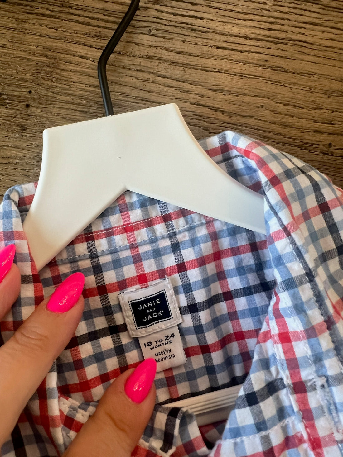 Janie & Jack Red/Blue Plaid Button Down