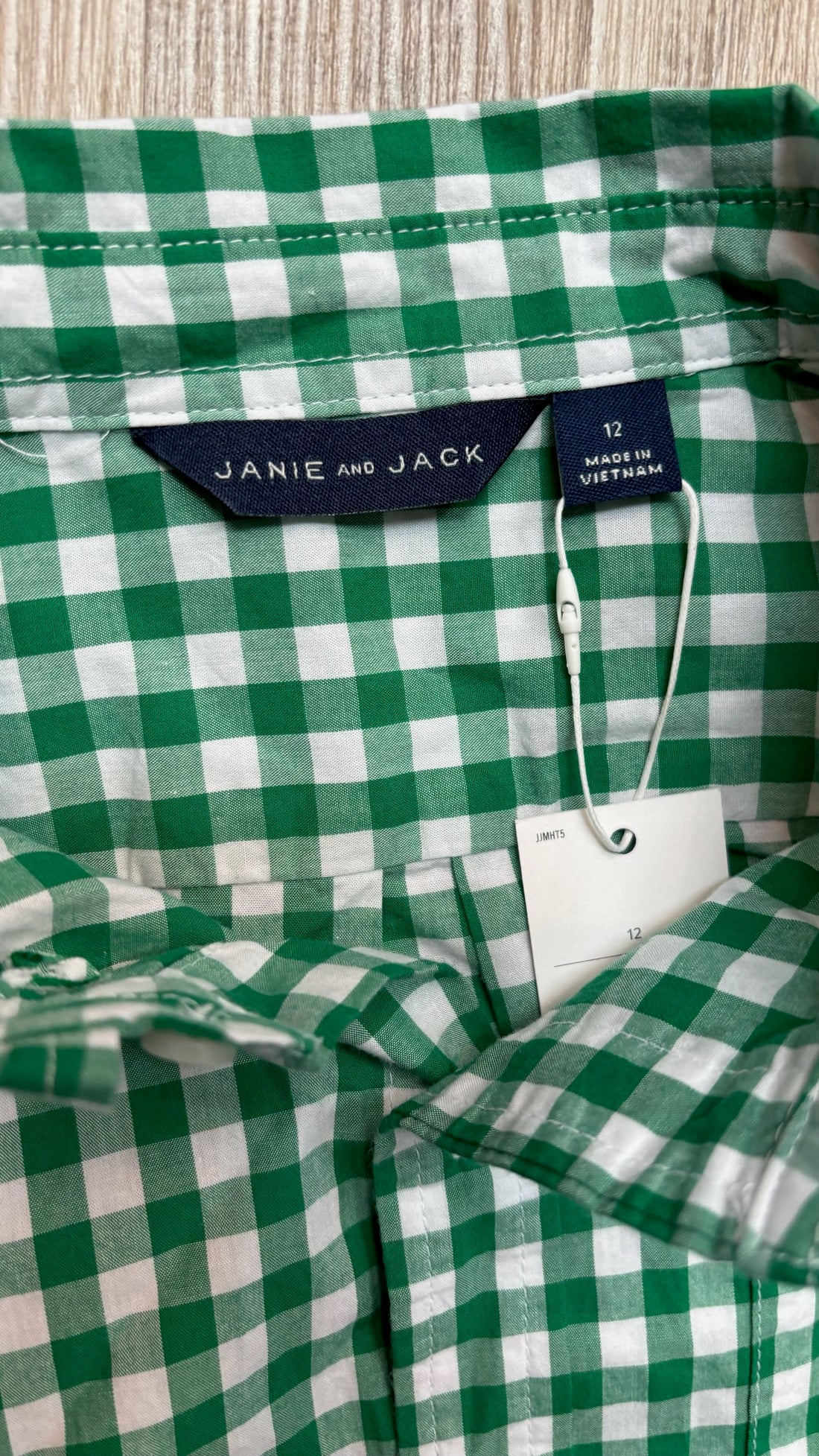 Janie & Jack Green Checkered Button Down - NEW