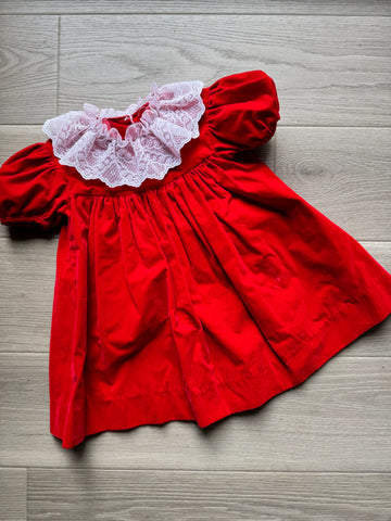 Vintage Red Velour Dress - AS IS