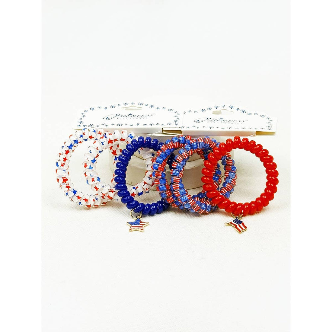 USA Charm Phone Cord Hair Tie Set