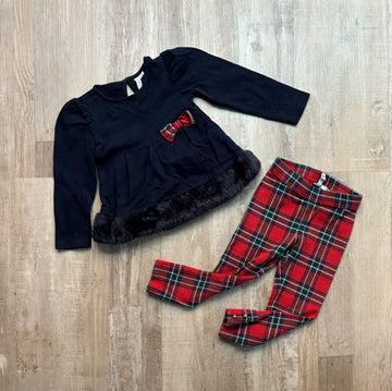 Janie & Jack Navy/Plaid Set
