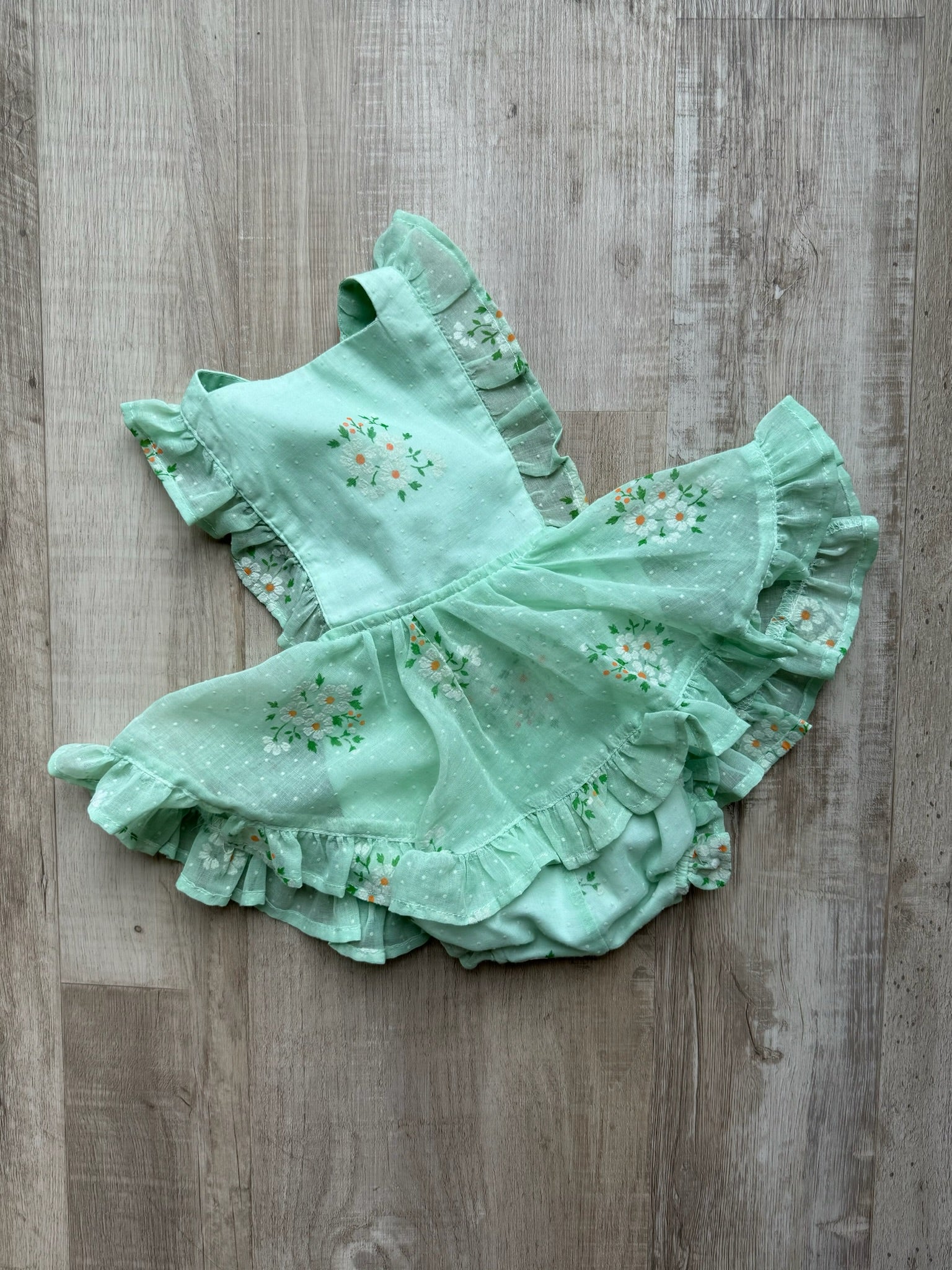 Numi Green Floral Flocked Pinafore