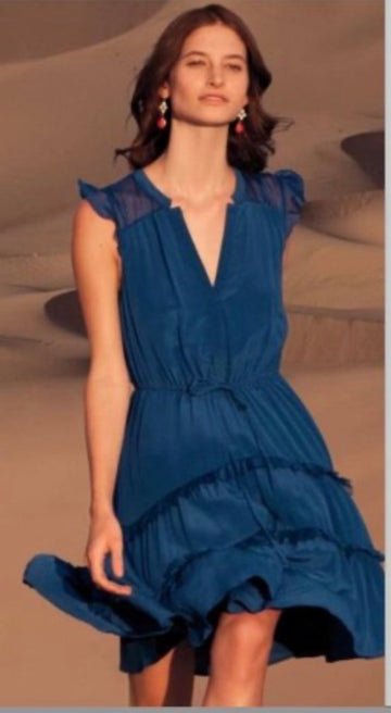 Lil Anthropologie Blue Silk Dress