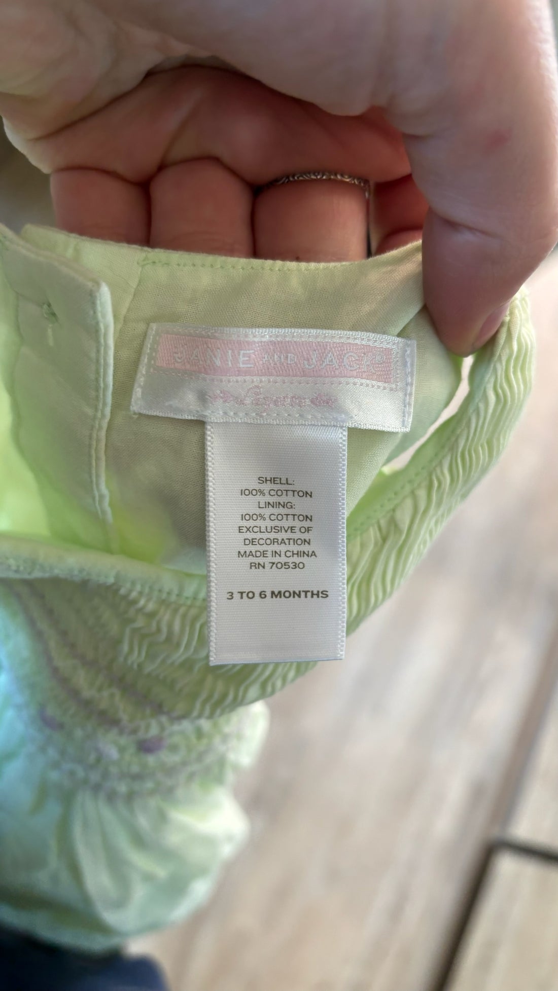 Janie & Jack Green Smocked Dress