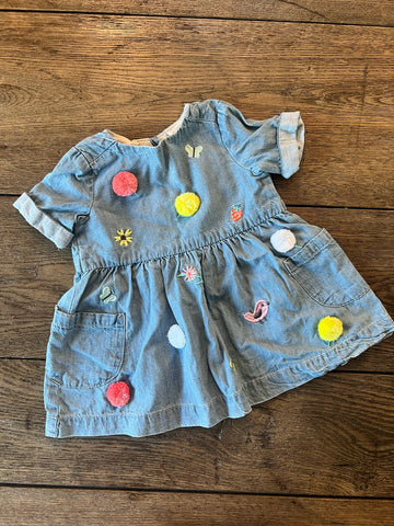 H&M Chambray Pompom Dress