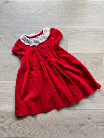 Janie & Jack Vintage Red Velour Dress