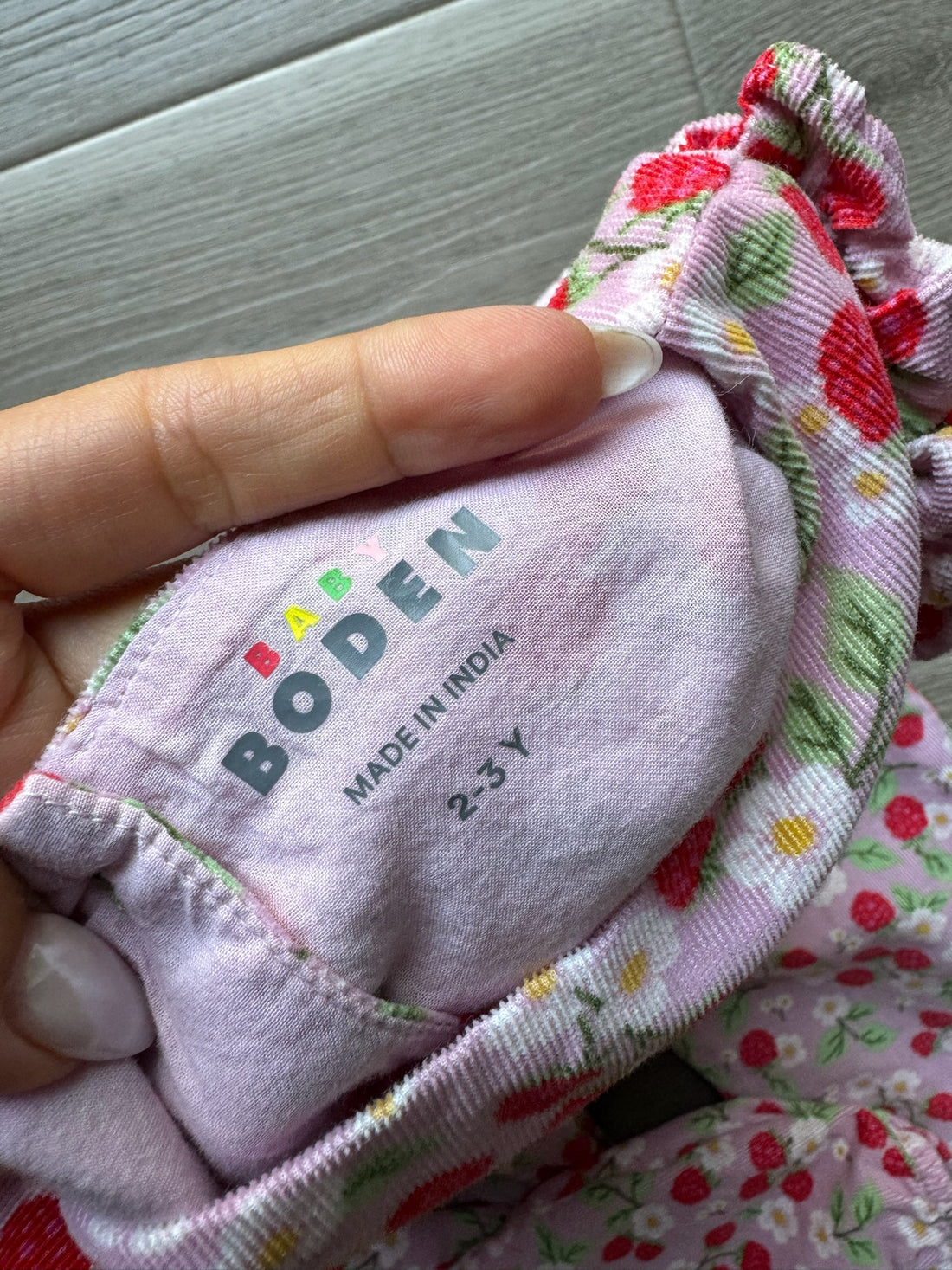 Mini Boden Floral Strawberry Romper