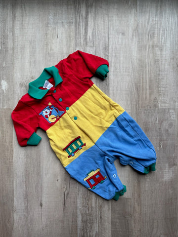 Bustard Brown Vintage Train Romper