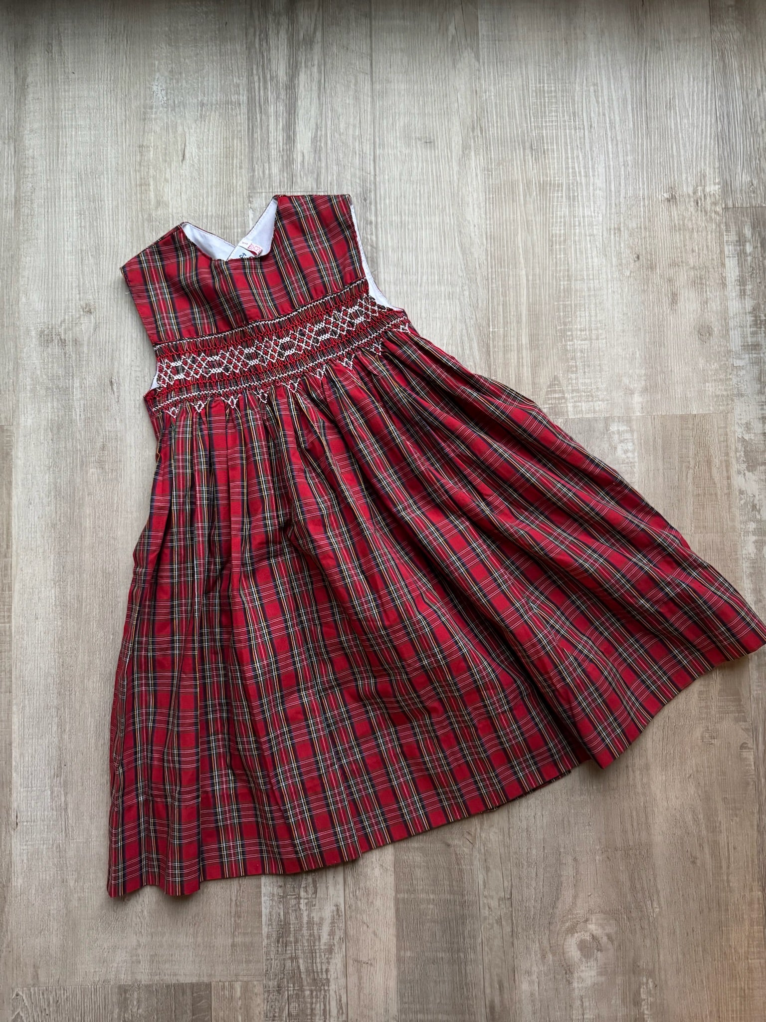 Orient Express Smocked Plaid Dress