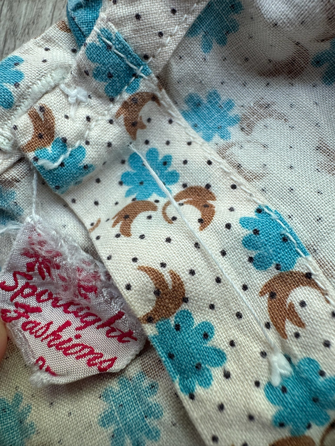 Vintage Cream Dress w/ Blue Floral