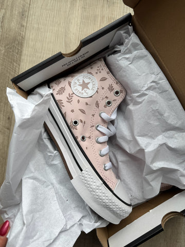 Converse Pink Leaf Shoes - NEW