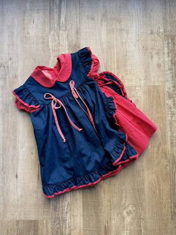 Vintage Blue & Red Dress