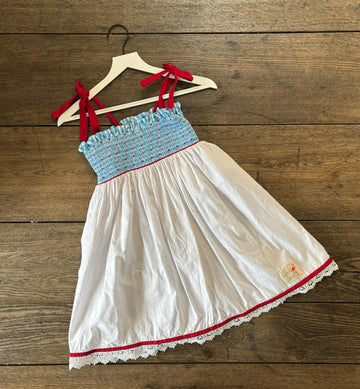 Rosa Flamenco White Eyelet Smocked Dress