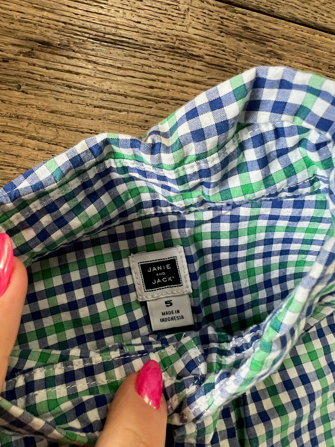 Janie & Jack Blue/Green Plaid Button Down