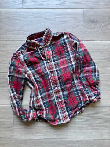 Polo Red Plaid Button Down Top
