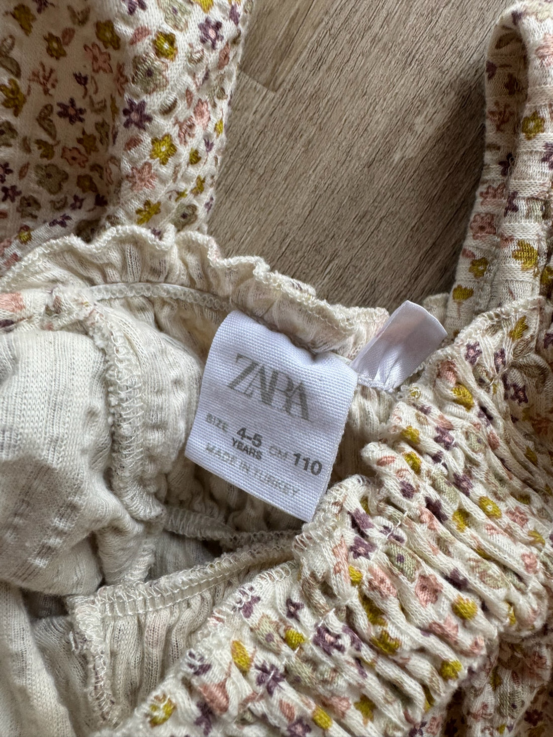 Zara Cream Floral Smocked Dress