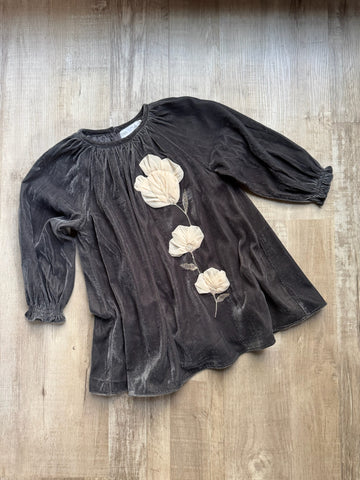 Zara Velour Grey Floral Dress - NEW