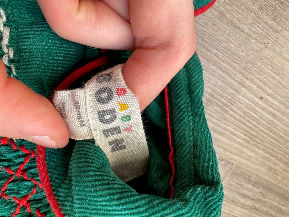 Boden Green Smocked Christmas Dress