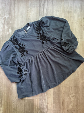 Zara Grey Velour Top