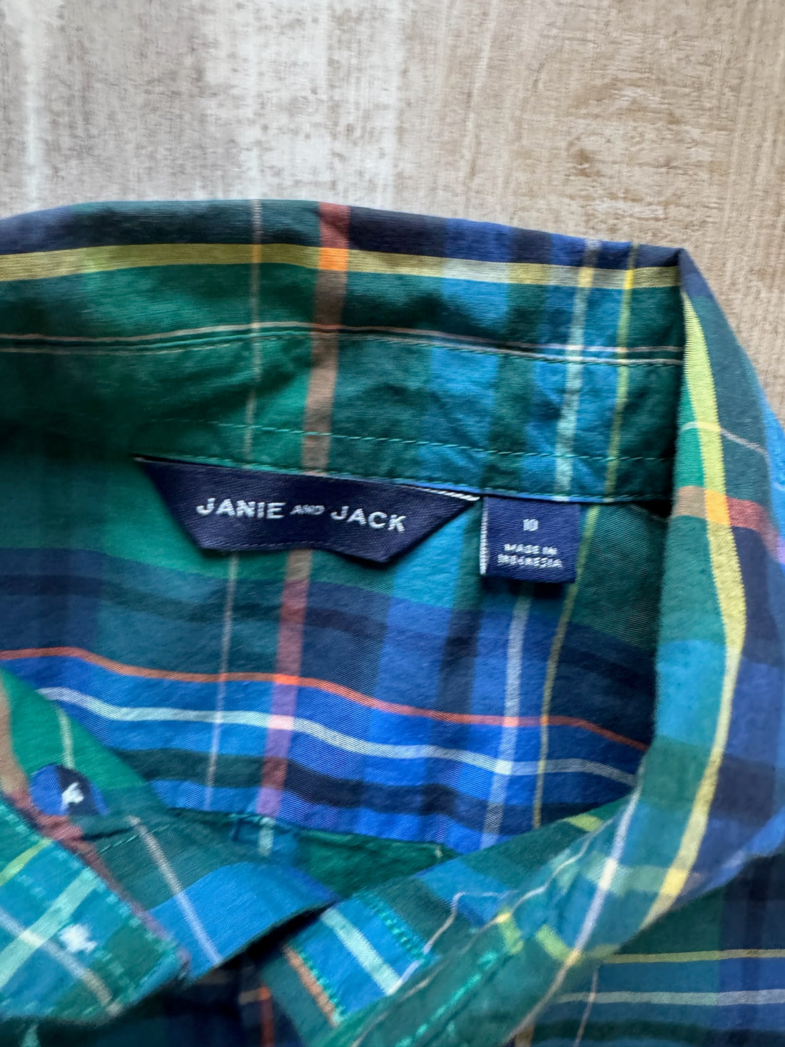 Janie & Jack Green/Blue Plaid Button Down