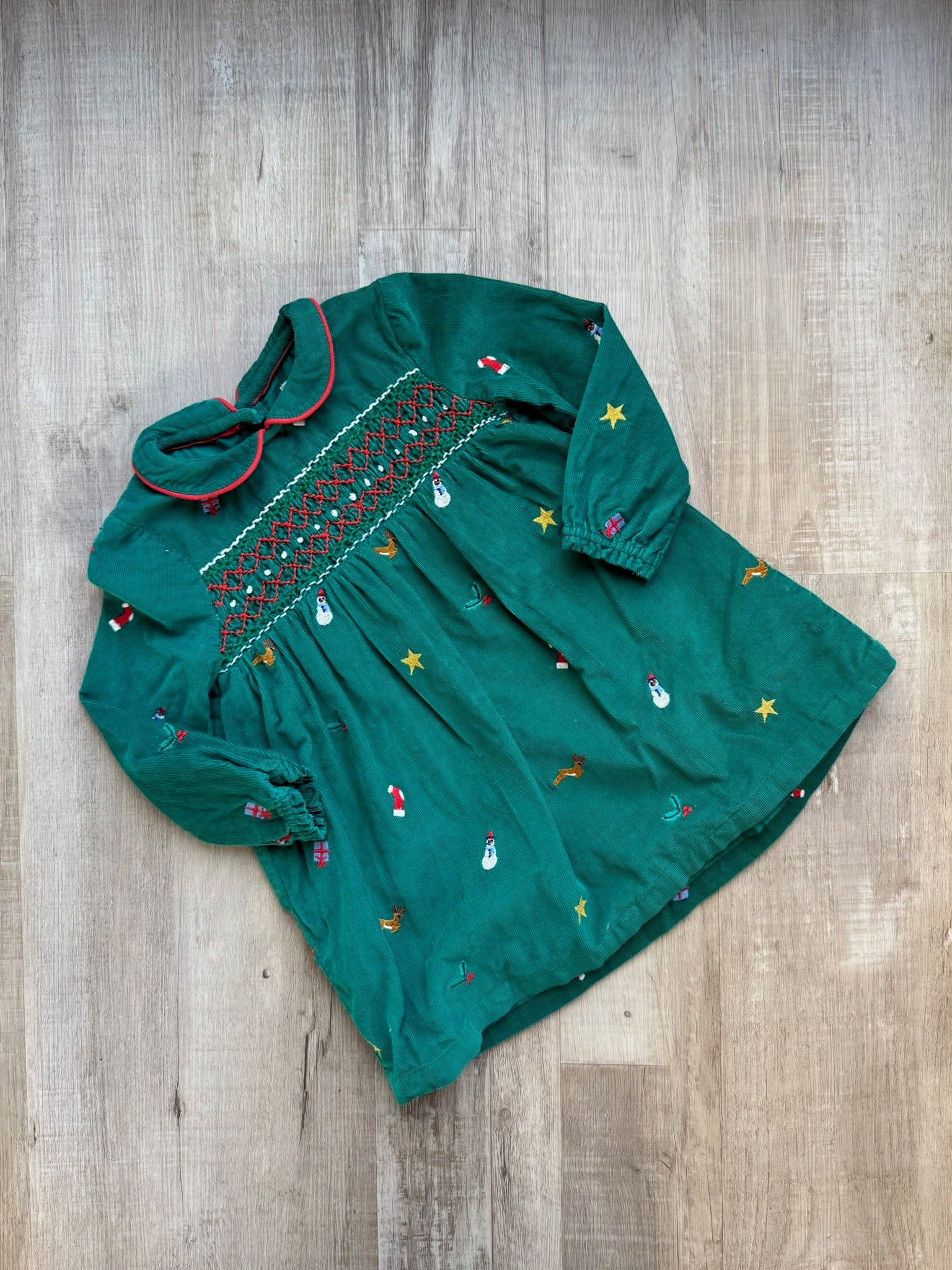 Boden Green Smocked Christmas Dress