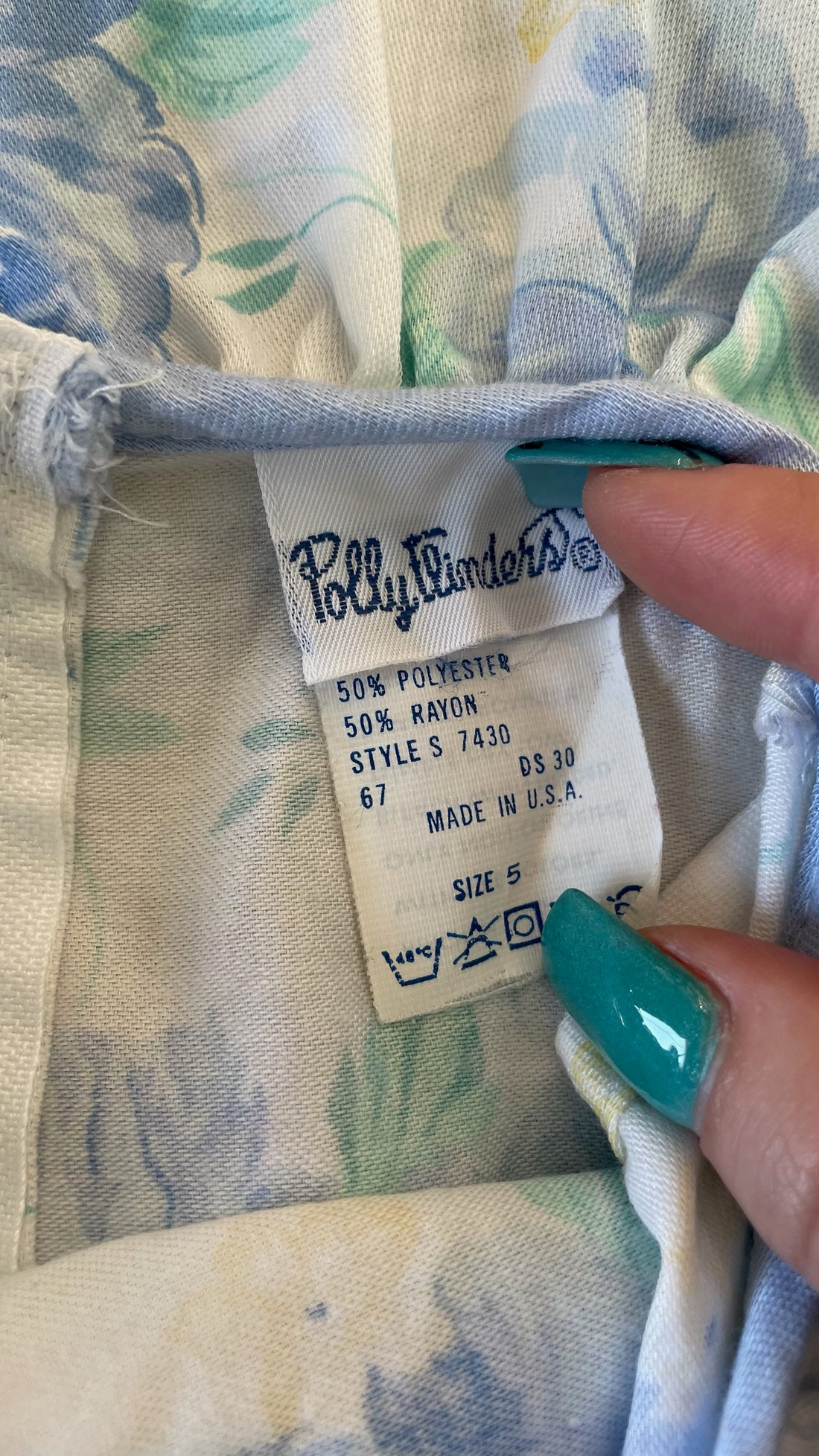 Polly Flinders Blue Floral Vintage Dress