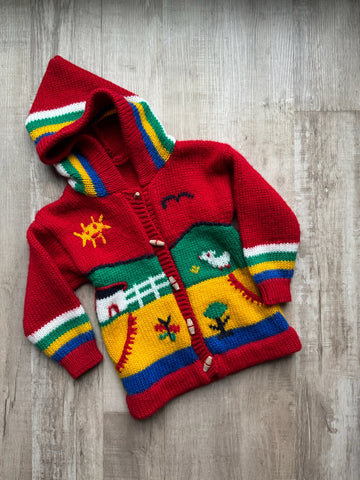 Peruvian Red Button Sweater