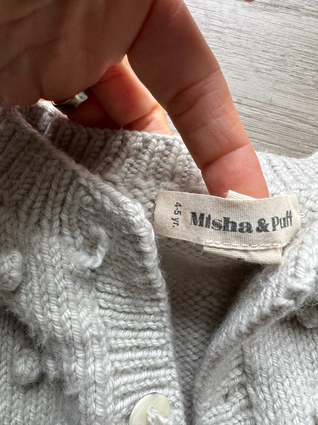 Misha & Puff Wool Grey Cardigan - AS IS