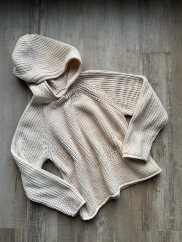 Zara Cream Knit Hoodie Sweater