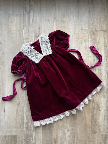 Vintage Burgundy Velour Dress - AS IS