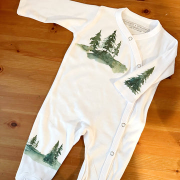 Baby Footed Romper - Watercolor Forest