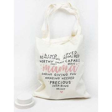 Heart Shape Mama Theme Graphic Cotton Bags