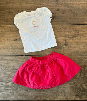 Janie & Jack Heart Shirt / Skirt Set