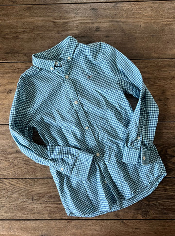 Vineyard Vines Blue Checkered Button Down Top