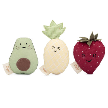 Clementine Fruits & Veggies Soft Plush Rattle Set (3 Pack)