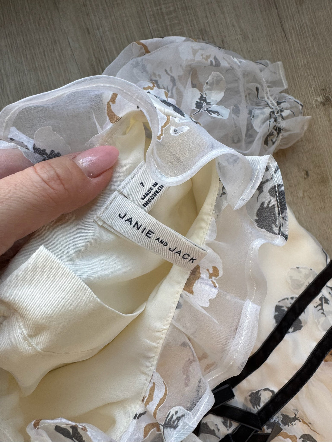 Janie & Jack Cream Tulle Floral Dress