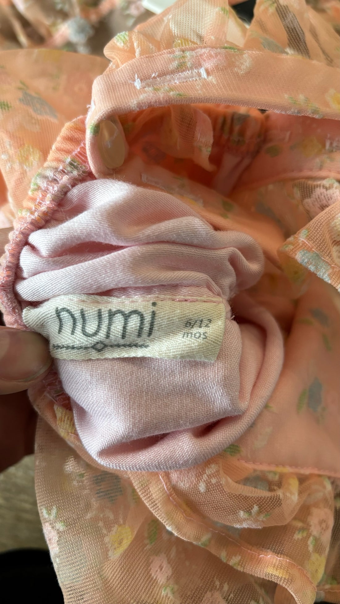 Numi Vintage Peach Floral Flocked Pinafore