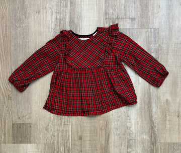 Zara Red Plaid Top