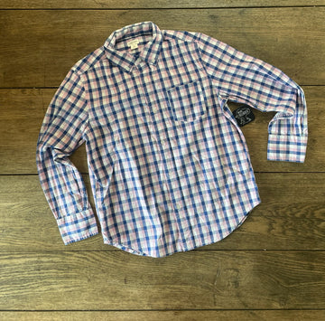 CrewCuts Navy/Pink Plaid Button Down