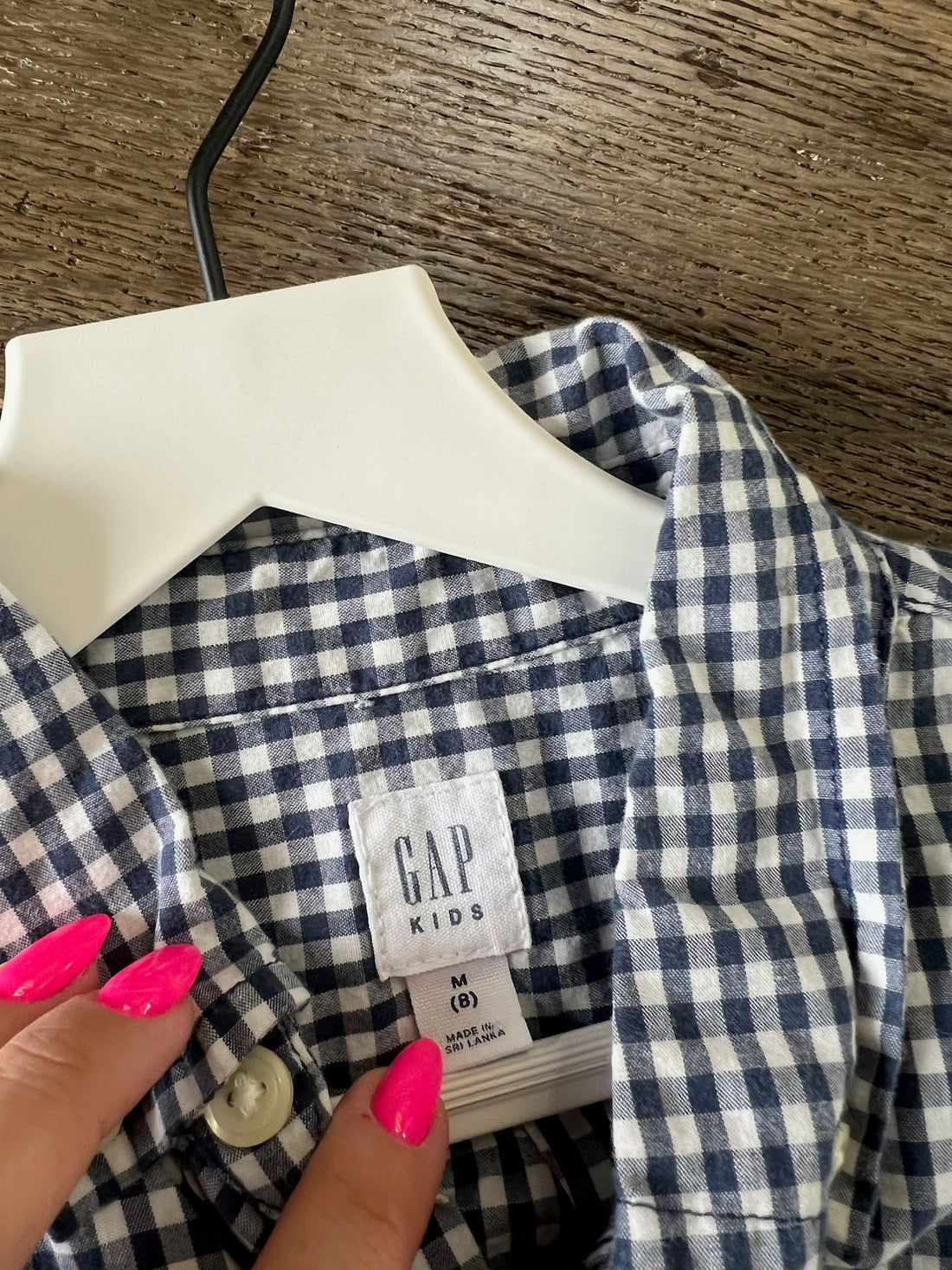 Gap Navy Checkered Top