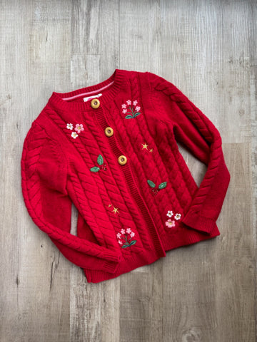 Mini Boden Red Floral Wool Sweater
