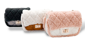 B1388 Sherpa Mixed Quilted Purse (3 Colors)