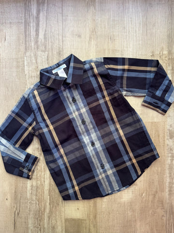 Janie & Jack Navy Plaid Button Down