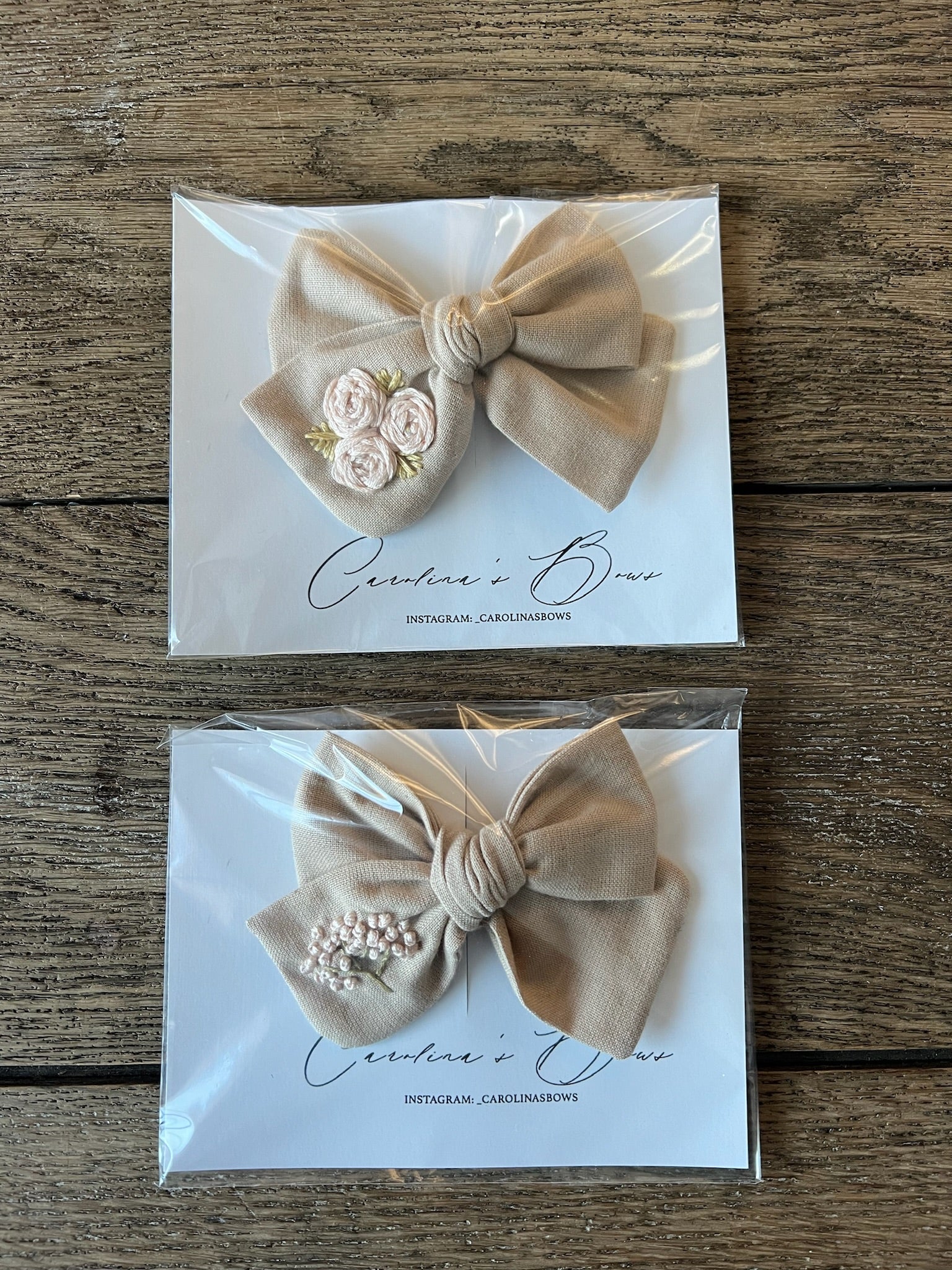 Carolina’s Hand Made/Embroidered Linen Bow